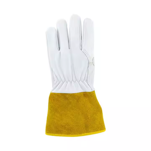 Venta al por mayor resistente al calor piel de cabra cuero de vaca <span class=keywords><strong>TIG</strong></span> argón guantes de soldadura Anti-Corte trabajo de protección para mano para uso de soldador - Product Image 3