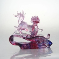 Statue d'animal Kirin en verre, Feng Shui chinois, sculpture de sagesse pour la décoration de la maison, design porte-bonheur, procédé de la cire perdue pour la famille