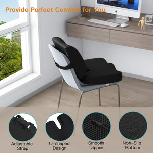 Oreiller de soutien dorsal ergonomique avec sangle réglable en mousse à mémoire de forme <span class=keywords><strong>coussin</strong></span> <span class=keywords><strong>lombaire</strong></span> de bureau à domicile pour siège de voiture et chaise - Product Image 6
