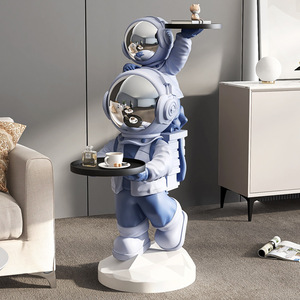 Statua da Terra Grande di Astronauta Spaziale Dipinta a Mano in Resina, Scultura Artistica con Doppio Vassoio, per Arredamento Soggiorno - Vendita all'Ingrosso - Product Image 6