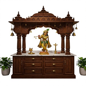 Indian Handmade Dwarka <b>Mandir</b> For Home Solid Teak Wood Luxury Hand-Carved Temple Wholesale Manufacturer & Exporter For USA Homes - Product Image 1