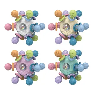 Educational Toy Rattle Teether Toy Balls Soft Rubber Toy Safety Soft Rubber Atomic Spinning Ball For Kids