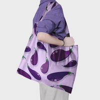 Aangepaste Fruitprint Opvouwbare Nylon Draagtassen Herbruikbare Waterdichte Boodschappentas Met Aangepast Logo