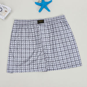 100% nefes Polyester ekose baksır şort yetişkin gençlik orta katlı külot hiçbir cep logosu bel uzun bacak erkek iç çamaşırı toptan - Product Image 2