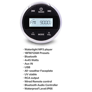 Lecteur MP3 marin avec écran LCD H-836, radio FM AM pour bateau, piscine, moto, SPA, VTT - Product Image 1