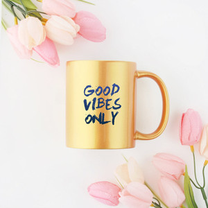 Tazza 'Good Vibes Only' in Oro e Argento - Product Image 1