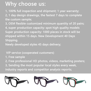 Gafas de sol Retro personalizadas de Venta caliente, monturas de acetato óptico de tendencia europea y americana para mujeres y hombres, azul y rojo - Product Image 4