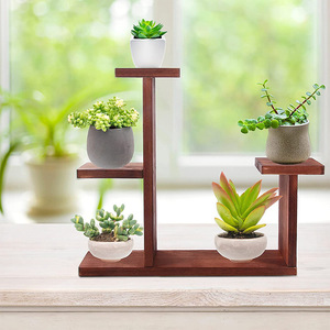 Soporte de madera para flores de 3 niveles, estante independiente para plantas suculentas, para decoración de ventana o sala de estar - Product Image 1