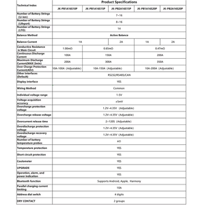 JKBMS V19 Serie <span class=keywords><strong>PB</strong></span> 8S-16S, Equilibrio Activo, Corriente Continua de 1A/2A, 100A 200A, Almacenamiento de Energía Lifepo4/Li-ion/LTO para Inversor BMS - Product Image 6