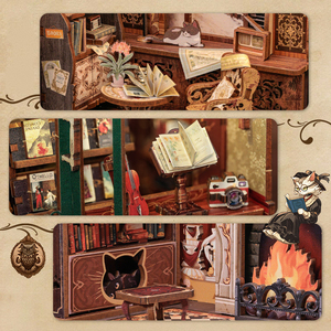 Porte-livres en bois 3D - Forme de chat cool, kit d'assemblage DIY, décoration d'intérieur, organisateur de livres, idée cadeau créative - Product Image 5