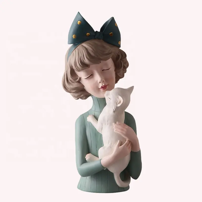 Escultura nórdica de gato y mascota para niña, artesanía de escultura de resina, accesorios de interior, regalo, gran oferta