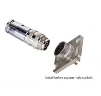 Square Flange AISG Metal Connector M16 Solder Type 8Pin Female Socket AISG Square Connector AISG Flange Socket