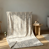 Couverture Douce en Fausse Fourrure de Lapin et Flanelle, Motif Géométrique Abstrait Moderne, Style Reversi, Luxe, Idéale pour Chambre ou Hôtel - Meilleure Vente