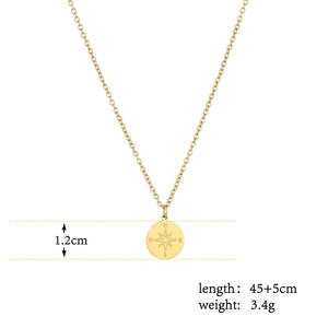 Vintage Customized <strong>Compass</strong> Circle Pendant Necklace for Women Trendy Stainless Steel Jewelry with Gold Plating Link <strong>Chain</strong> - Product Image 4