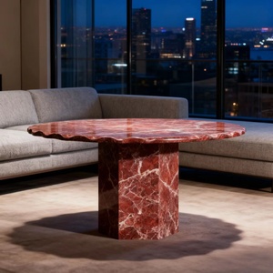 Nordic italiano stile salotto mobili-tavolino rotondo, Roso Lepanto marmo tavolino e tavolo da pranzo Set - Product Image 3