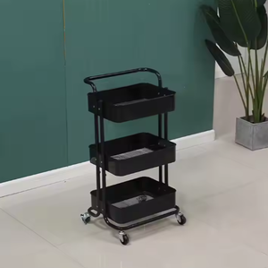 Vente chaude Nouveau Design Armoires De <span class=keywords><strong>Rangement</strong></span> De Cuisine À 3 Couches Étagère De Sol Amovible Double Paniers De Fruits En Acier pour L'approvisionnement De La Cuisine - Product Image 6