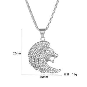 Hip Hop Iced Out Moissanite Lion Head Pvd Stainless Steel <b>Fine</b> Fashion Jewelry Pendant <b>Necklaces</b> 18K Gold Plated for Women - Product Image 2