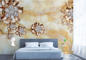 ZHIHAI Fondo de TV con diseño de Palacio de Mármol Europeo, Joyería y Flores 	   Papel Tapiz 5D - Product Image 4