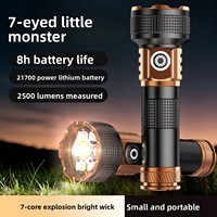 Lampe torche laser puissante zoomable 2500 lumens, étanche, rechargeable, longue durée de vie, mini, super lumineuse, longue portée, pour extérieur