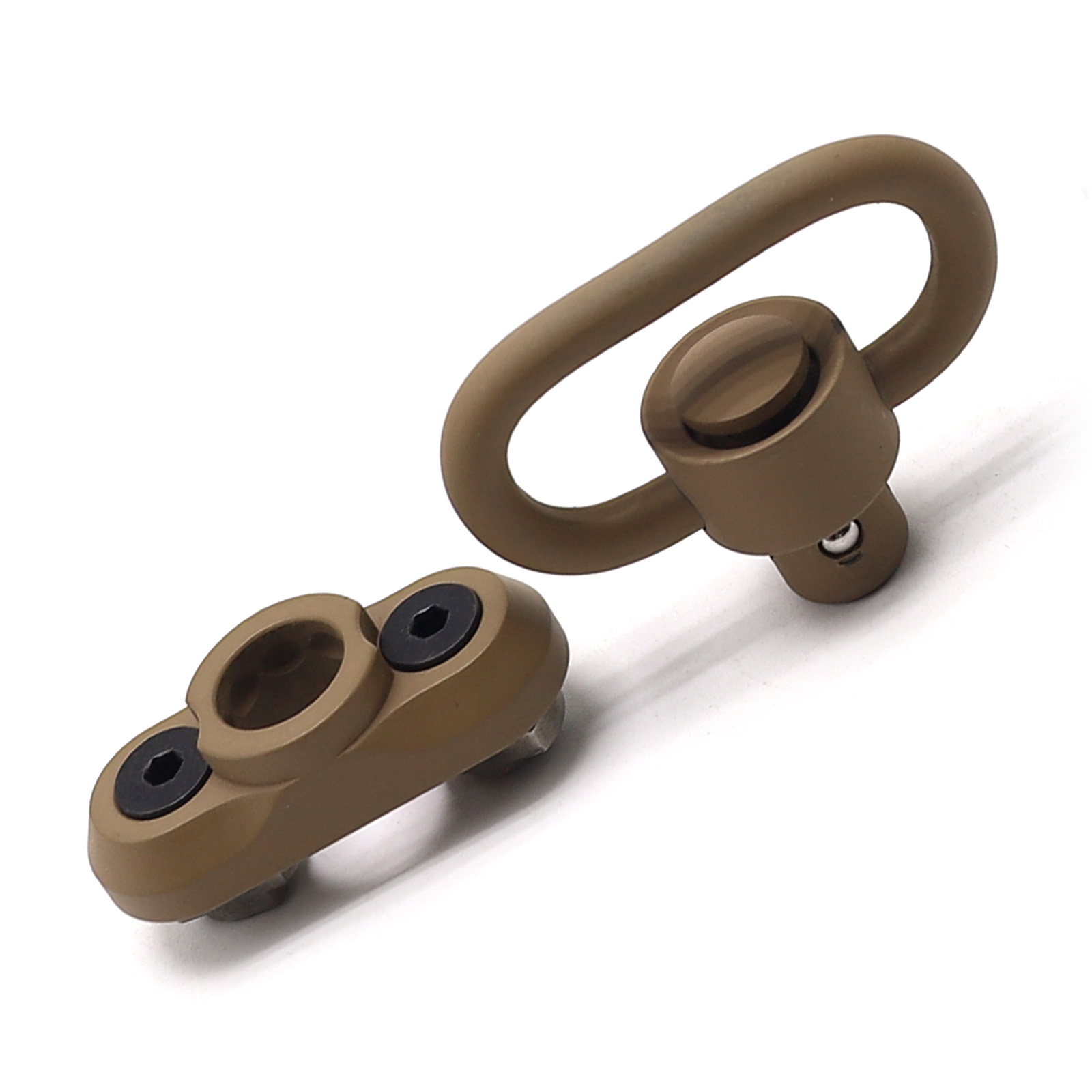 Trirock optional Keymod/M-LOK TAN/FDE  Push Button QD 1.25" sling swivel Base Mount or with Clever Hole for Snap Clip Hook