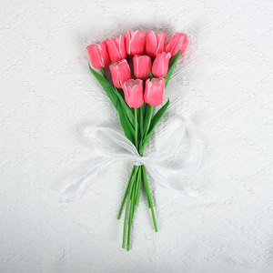 Bouquet de fleurs simulées de tulipes de Lily Valley de mariage de Noël fait à <span class=keywords><strong>la</strong></span> main pour l'obtention <span class=keywords><strong>du</strong></span> diplôme fête des pères de Pâques-effet de verre - Product Image 5