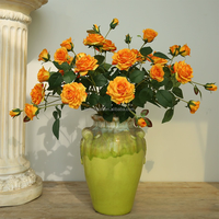 5 têtes artificielle Rose fausses fleurs créatif Floral aménagement paysager fenêtre affichage photographie accessoires pour intérieur tissu de noël