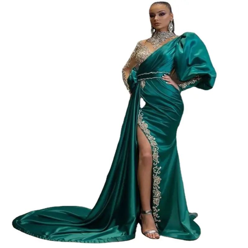 Sevgililer günü 2024 kraliçe elbise ziyafet balık kuyruğu serpilir altın elbise barındırma sahne performansı modeli küçük kuyruk ince zarif akşam elbise Abito Da Sera
