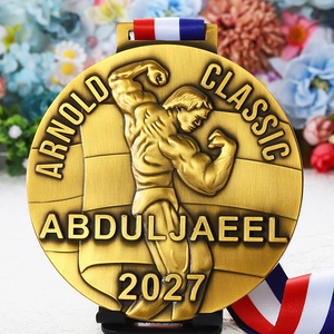 Medalla Clásica de Fisicoculturismo 2027, Medalla de Premio Personalizada de Gran Tamaño con Relieve, Aleación de Zinc, Medallas de Fisicoculturismo 3D en <span class=keywords><strong>Latón</strong></span> Dorado Antiguo - Product Image 1