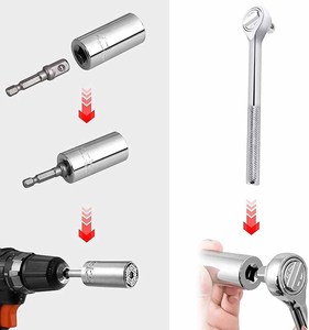 Jeu de clés à douille universelles en acier au carbone DZ, outil multifonction à super adhérence pour le bricolage, outils manuels à couple réglable métrique OEM 1/4" - Product Image 3