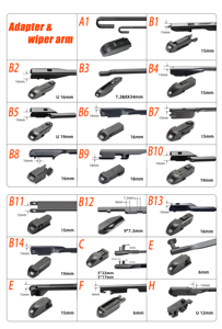 Limpiaparabrisas Aerodinámicos Aerotwin Delanteros, Juego con Adaptador Múltiple, para Todas las Estaciones, para Autos Europeos de 12"-30", OEM Personalizado - Product Image 6
