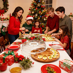 Bandeja de Madera para 24 Huevos con Tapa y Tabla de Cortar, Diseño Nuevo, para Huevos Rellenos, Ideal para el Hogar y Picnic - Product Image 4