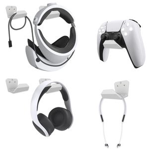 Support mural 6-en-1 avec crochet pour manettes et casques de jeu <span class=keywords><strong>PS5</strong></span>/Xbox/Switch – Rangement mural pour accessoires de jeu - Product Image 2