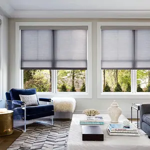 Tirai jendela, tirai Zebra, gorden jendela, ukuran warna kustom aluminium Modern, rol naungan tabir surya cerdas