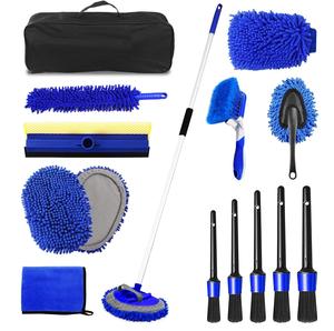Kit de lavage auto 62'' avec brosse, éponge et manche long, 1 tête de rechange en chenille anti-rayures, <span class=keywords><strong>raclette</strong></span> pour pare-brise et vitres - Product Image 1