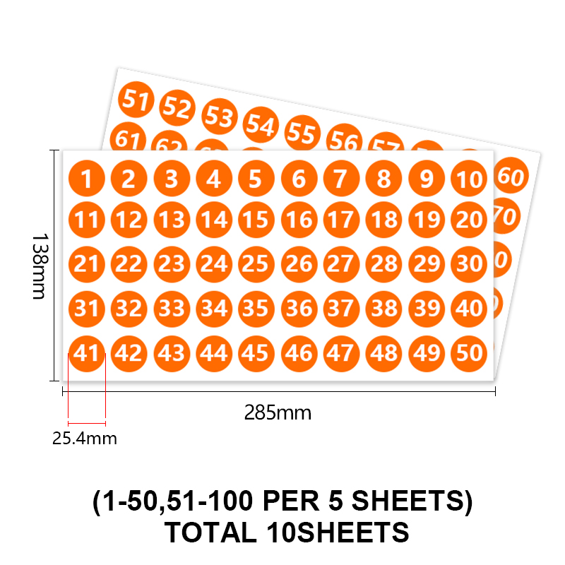 1-100 10 fogli arancione