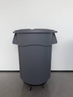 Conteneur de recyclage ventilé commercial 21/32/44 gallons gris, poubelle robuste pour bureaux, entrepôts, chantiers de construction