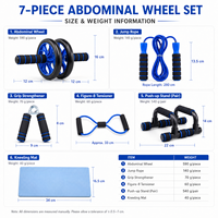 Ensemble de roues abdominales 7 pièces, léger (1,3 kg), équipement de fitness d'intérieur, barres de pompes pour exercices musculaires, salle de sport multifonctionnelle à domicile
