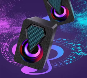 Altavoces pequeños de plástico <span class=keywords><strong>Subwoofer</strong></span> USB 2,0 Audio con cable con luces LED de 7 colores <span class=keywords><strong>para</strong></span> accesorios de escritorio de computadora <span class=keywords><strong>para</strong></span> altavoz de <span class=keywords><strong>PC</strong></span> - Product Image 1