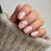 Ongles pressés pour la Saint-Valentin, ABS, personnalisés, faux ongles rouges, couverture complète, ongles artificiels, emballage de 24 pièces