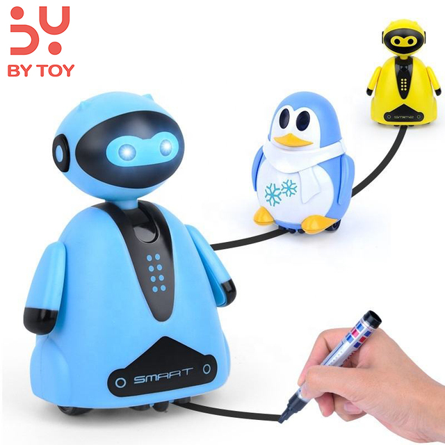 Hot Sale Plastic New Arrival Electric Follow Black Lines Inductive Robot Magic Pen Inductive Mini Robot Game Toys