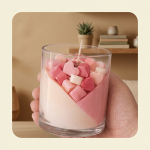 Porte-bougie en verre rond avec décor de cœur rose pour la Saint-Valentin, décoration de la maison, résistant à la chaleur, pot à bougie vide - Product Image 3