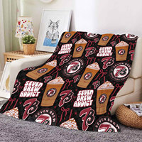 Selimut Flanel Fleece Ramah Kulit dengan Cetakan Kopi Barat Grosir, Selimut Dekorasi Cetak Kustom untuk Rumah dan Berkemah