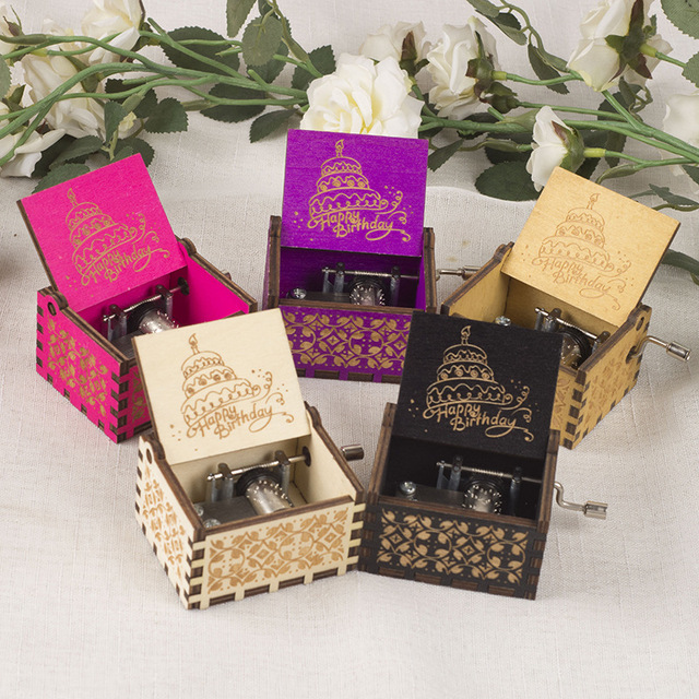 Runwood Wholesale Low Price Customized Animation Peripheral Wooden Hand Crank Music Box Wood Craft Cartoon Gift Music Boxes