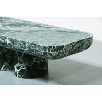 Élégant sculptural Verde Alpi base en marbre café de luxe conception de table à thé bureau personnalisé poste vert Table basse en marbre