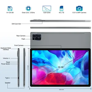 VEIDOO Tablet 10.36 inci Android 12, Tablet octa-core 5G + 2.4G WiFi dengan RAM 6GB ROM 128GB (hingga 256G) 7000 mAh Tablet Pc