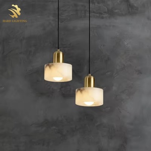 Modern Alabaster LED <strong>Copper</strong> Brass Chandelier Creative Marble Hanging <strong>Lamp</strong> for Home Dining Room Bedroom Middle Sizes - Product Image 1