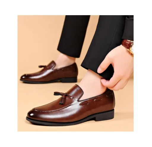 Nuevos zapatos de cuero para hombre, zapatos casuales formales de negocios de gran tamaño, zapatos de hombre con cordones