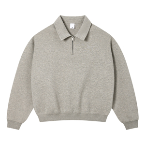 <span class=keywords><strong>Felpa</strong></span> da Uomo di Alta Qualità in Tessuto Personalizzato <span class=keywords><strong>con</strong></span> Ricamo, Mezza Zip, Collo a <span class=keywords><strong>Polo</strong></span>, Grigia, Lusso Discreto e Traspirante - Product Image 1