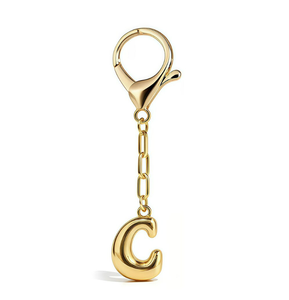 Portachiavi Personalizzato con Lettere a Bolla Placcato <span class=keywords><strong>Oro</strong></span> 18k Anello Portachiavi con Iniziale Minimalista Accessorio per Borse - Product Image 6