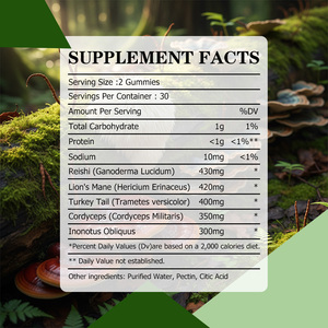 Hot Sale Mushroom Gummies With Total Carbohydrate Improve Memory Boosts Immunity Focus Concentration Dietary Energy Gummies - Product Image 2
